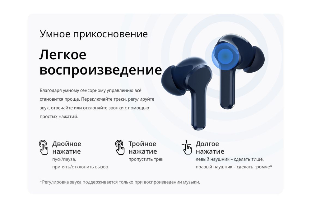 Беспроводные наушники RealMe Buds T100 True Wireless 5.3 Bluetooth 88MS Blue