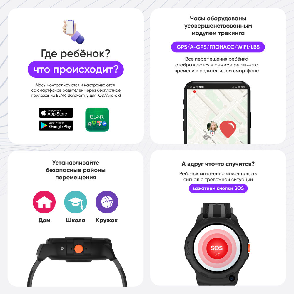 Детские смарт-часы ELARI Wink черный (066.7310.5974)