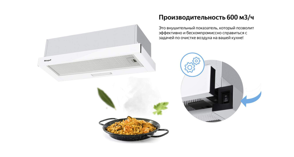 Вытяжка встраиваемая Weissgauff TEL 06 2M WH белый