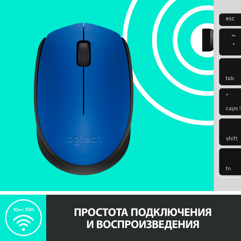 Беспроводная мышь Logitech M171 Blue/Black (910-004640)