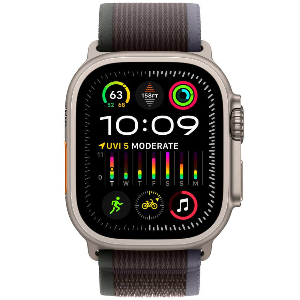 Смарт-часы Apple Watch Ultra 2 49 мм Titanium, M/L синий/чёрный ремешок Trail