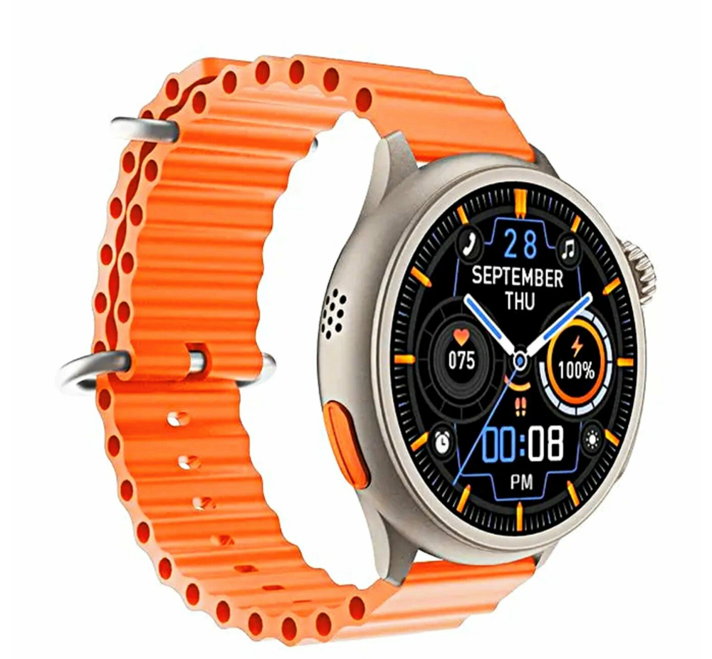 Смарт-часы W&O Ultra Max HW3 бежевый, серебристый/оранжевый (HW301)