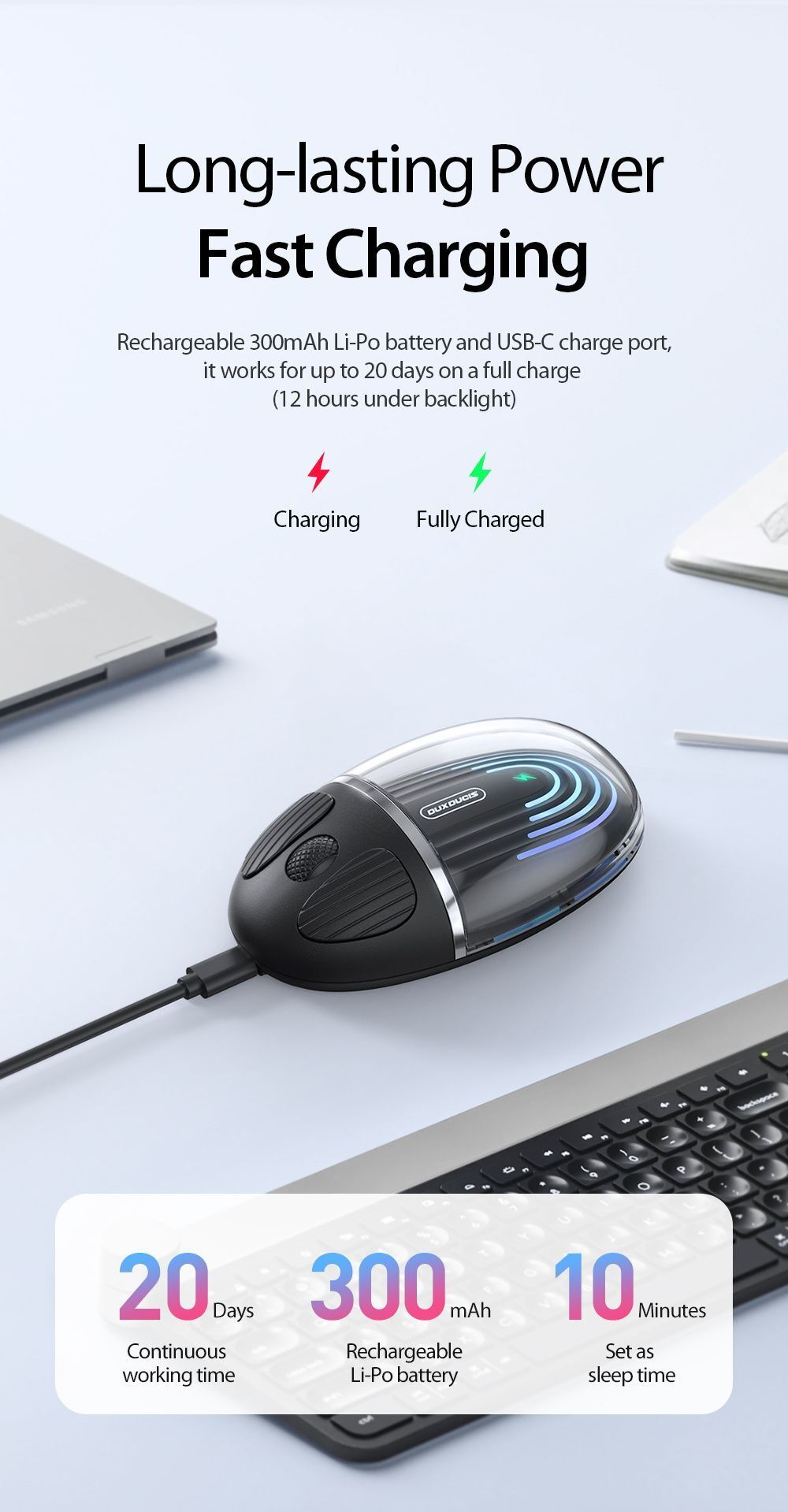 Беспроводная мышь Dux Ducis CM Series Transparent черный (D295)