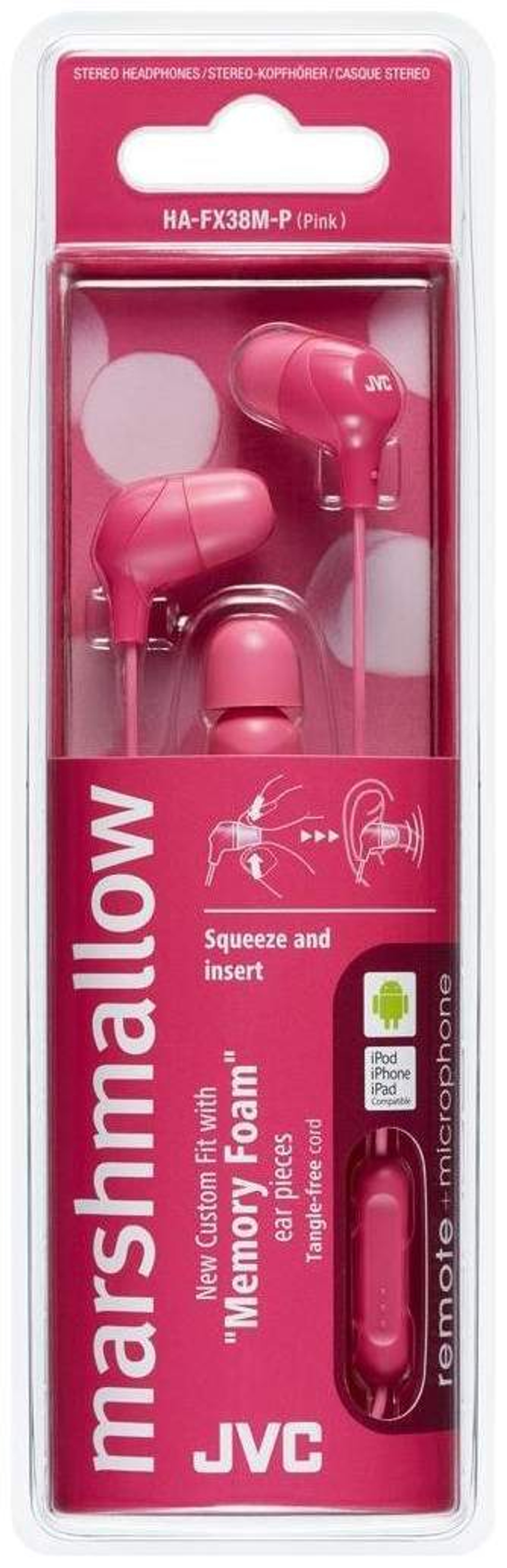 Наушники JVC HA-FX38M Pink