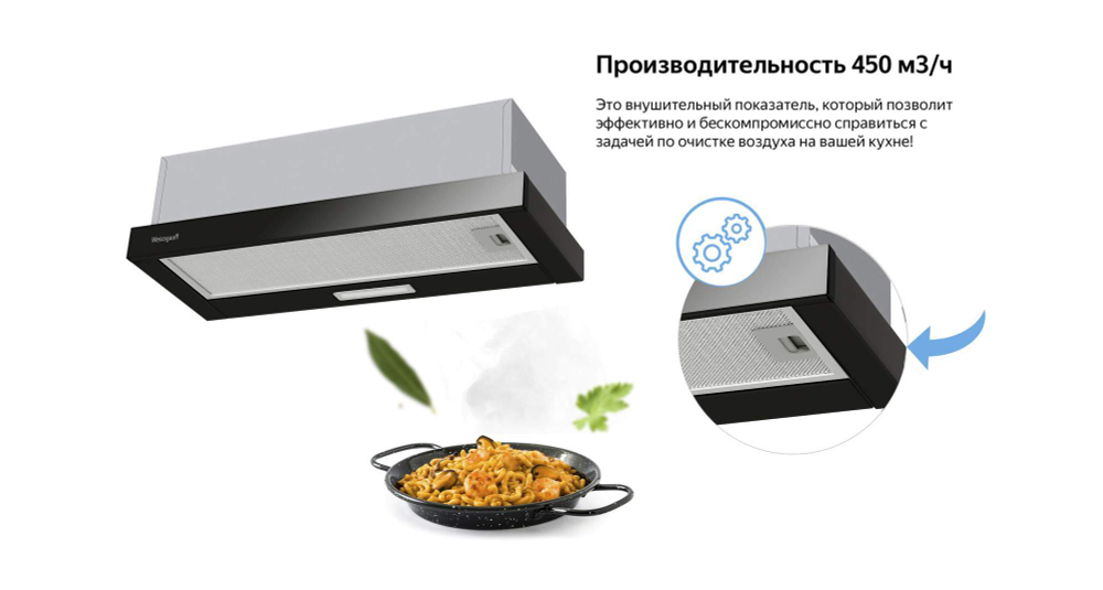 Вытяжка встраиваемая Weissgauff TEL 06 1M BL черный