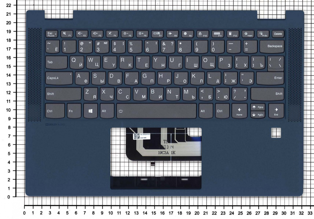 Клавиатура для Lenovo IdeaPad Flex 5-14IIL05 Flex 5-14ARE05 черная с синим топкейсом
