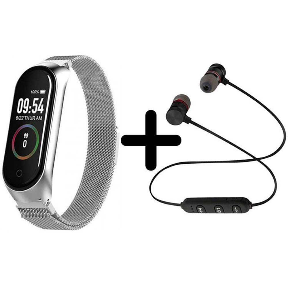 Смарт-часы BandRate Smart BRSM44BSWB-SET1 с беспроводными наушниками