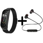Смарт-часы BandRate Smart BRSM44BBWB-SET1 черный (1281953) с беспроводными наушниками