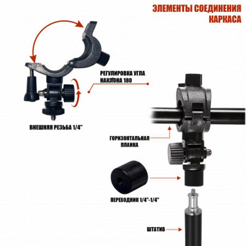 Переносной каркас c фотофоном и прищепками KF-600ZFP с регулировкой по высоте