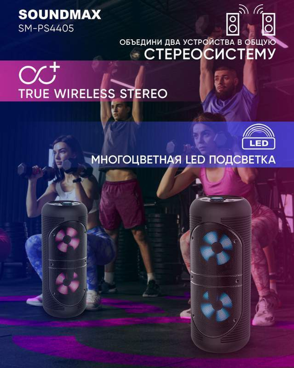 Акустика напольная SOUNDMAX SM-PS4405 (черный)