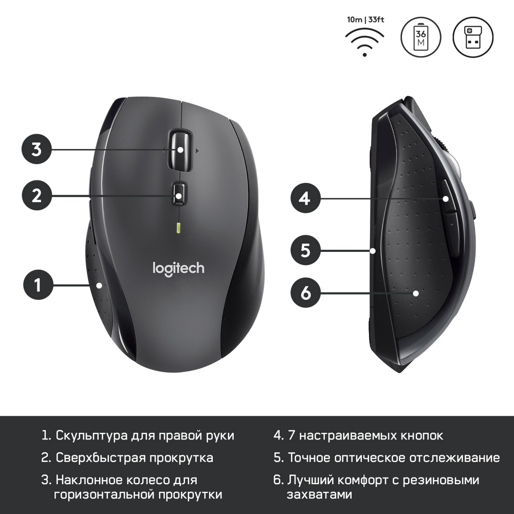 Проводная/беспроводная мышь Logitech M705 Silver (910-001949)