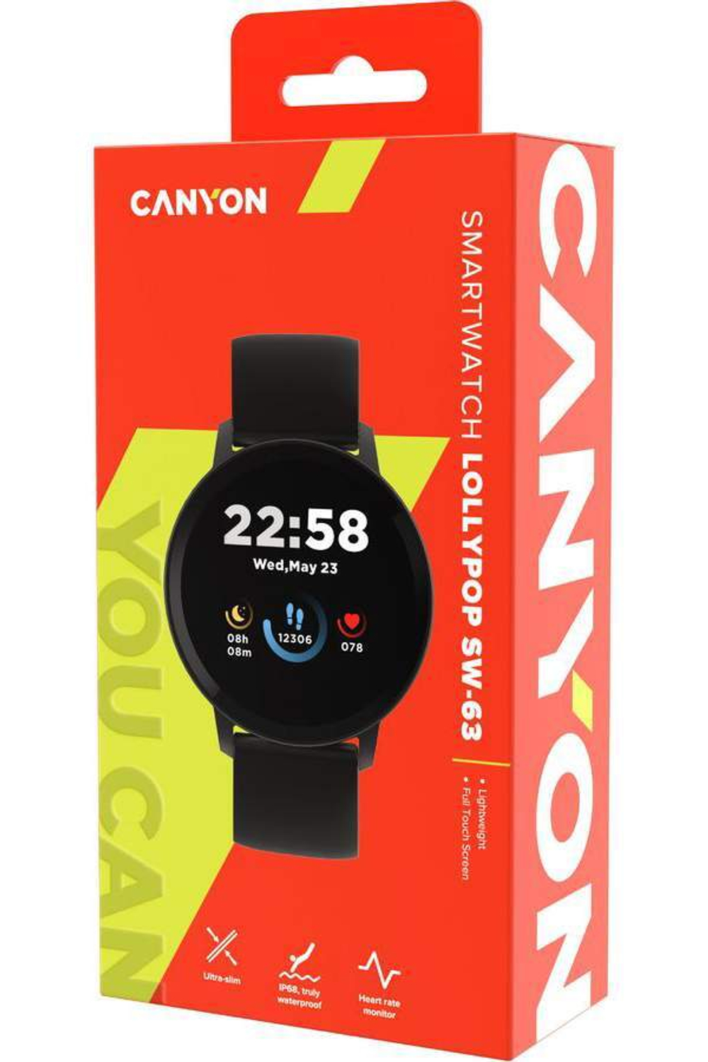 Смарт-часы Canyon Lollypop 42.5мм, 1.3", черный / черный [cns-sw63bb]
