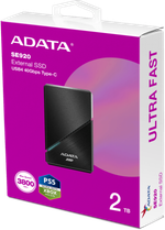 Диск SSD Adata внешний, 2 Тб, USB-C, SE920-2TCBK, Black