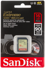 Карта памяти SanDisk Extreme SDHC SDSDXNE-016G-GNCIN 16GB