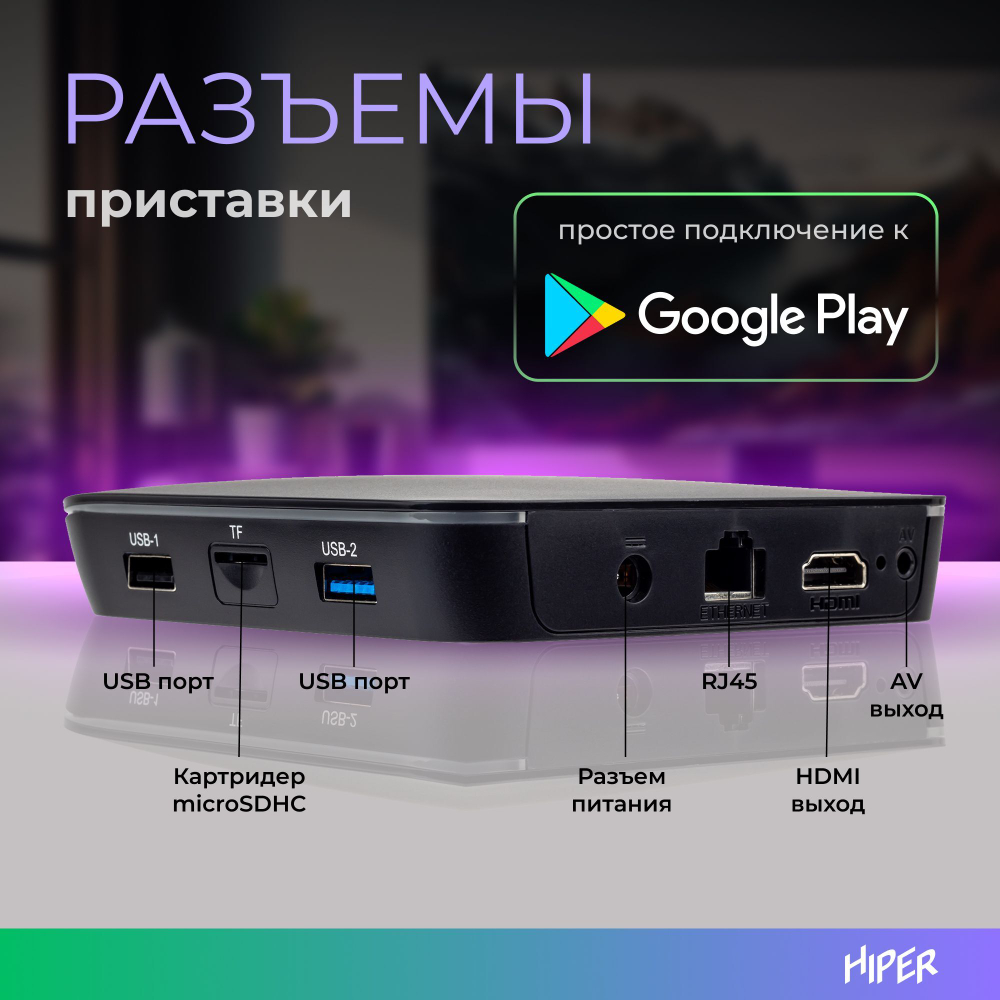 Smart-TV приставка HIPER MEDIA ATV 8K PRO Ultra HD, Android TV, 32 Gb, 4 Gb (RAM), Wi-Fi