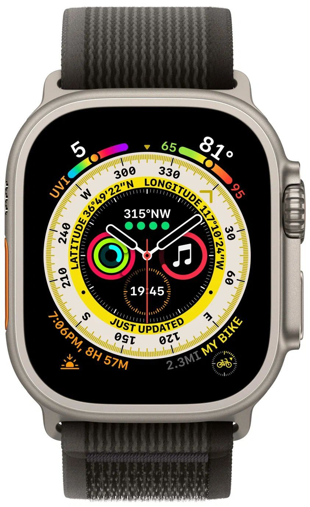 Смарт-часы Apple Watch Ultra 49 мм Titanium Case, титановый/черно-серый Trail Loop S/M