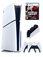 Игровая приставка Sony PlayStation 5 Slim Disc, 2 геймпада, красный зарядное устройство, Atomic Heart