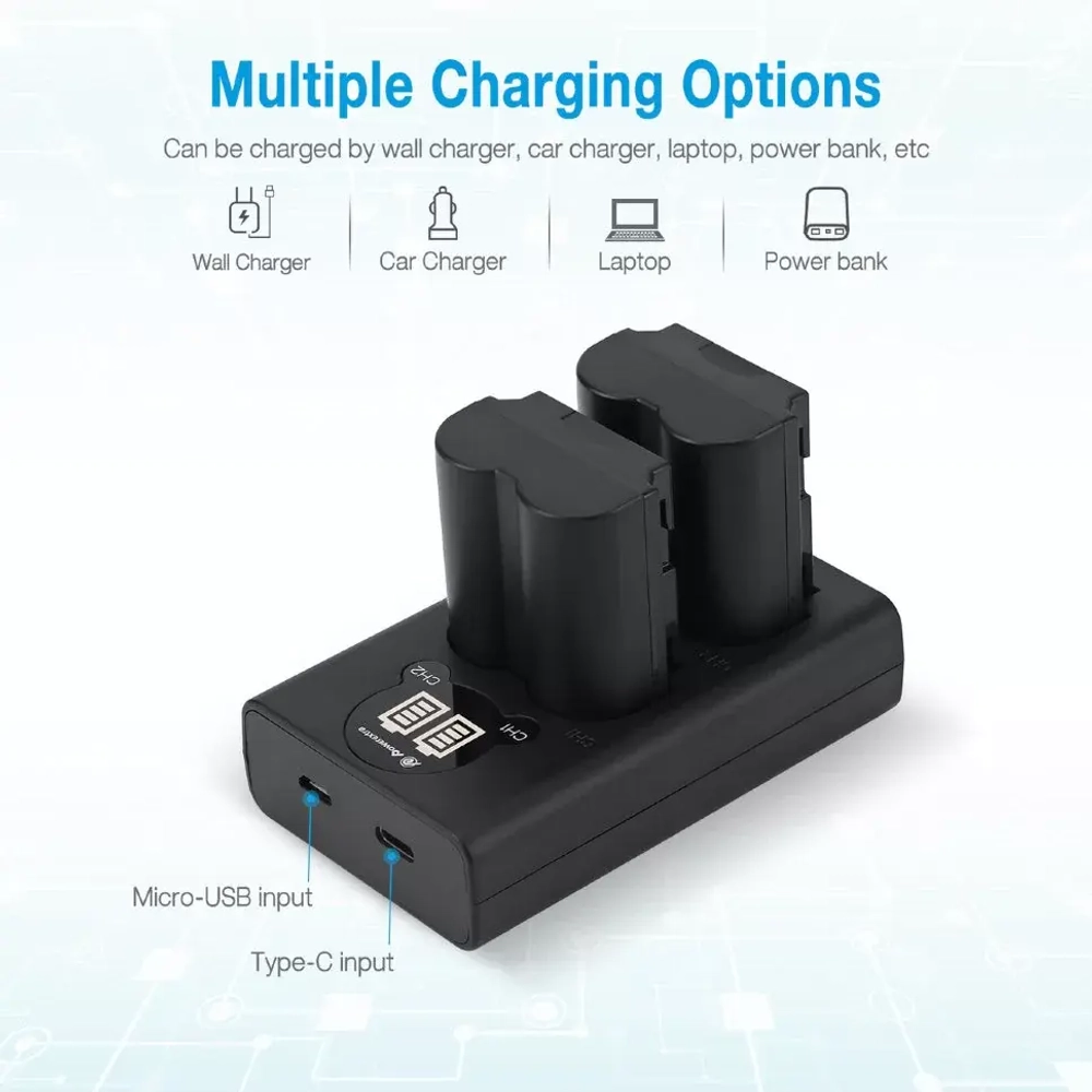Аккумулятор Powerextra NP-W235, 2 шт + зарядное устройство FJ-W235USB-B
