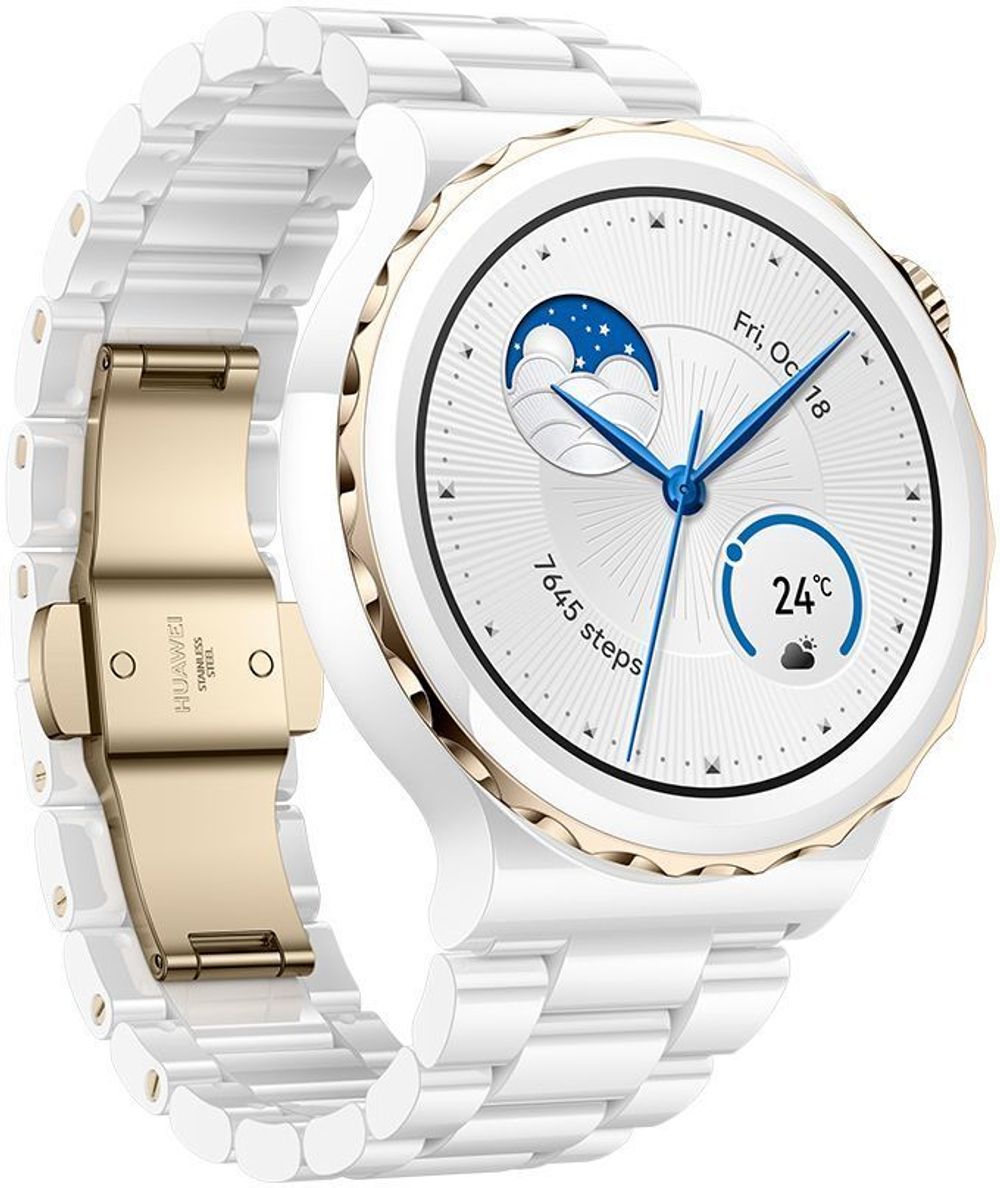 Смарт-часы Huawei Watch GT 3 Pro White Ceramic Strap, FRG-B19 белый/золотой