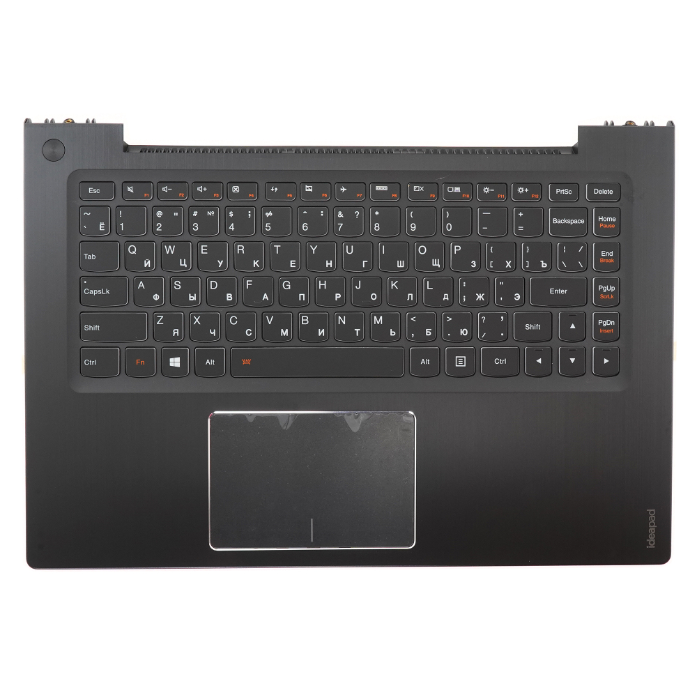 Клавиатура для ноутбука Lenovo IdeaPad U430 черная с черным топкейсом и подсветкой