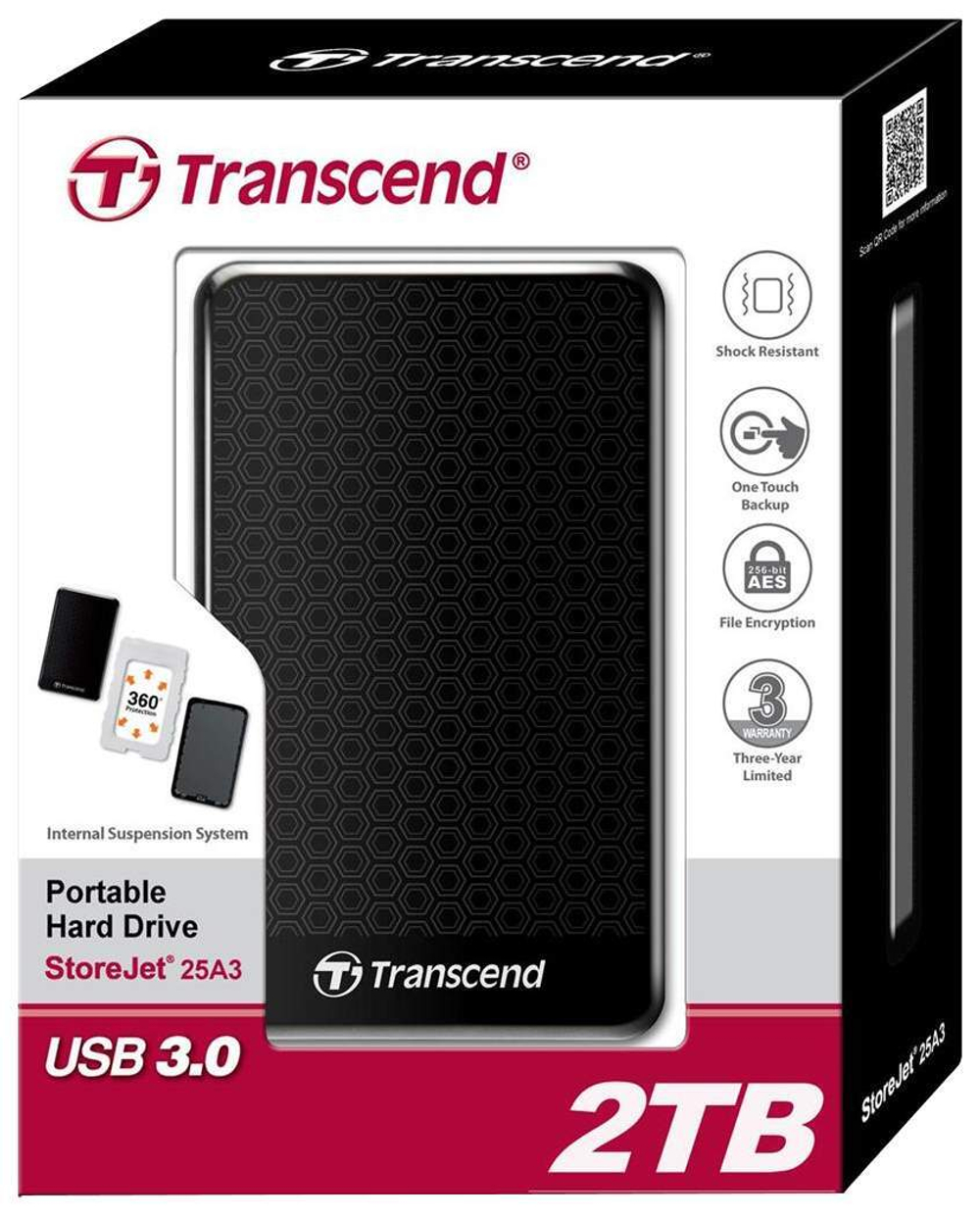 Внешний жесткий диск Transcend StoreJet 25A3 2ТБ (TS2TSJ25A3K)
