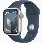 Смарт-часы Apple Watch 9 GPS, 41 mm, Silver Aluminium Case, SM, Storm Blue Sport Band
