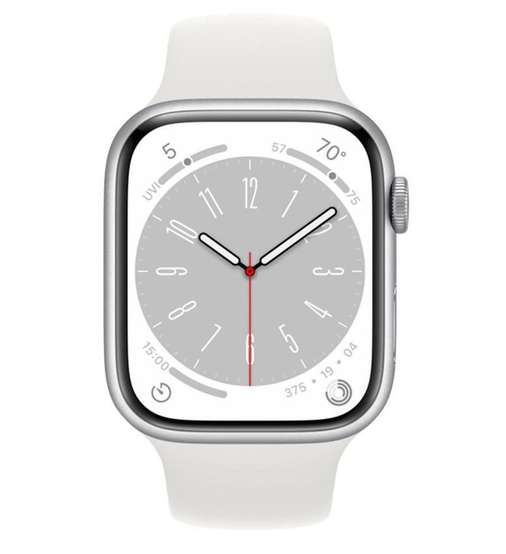 Часы Apple Watch Series 8 GPS 45mm Silver Aluminium Case with White Sport Band - Regular S