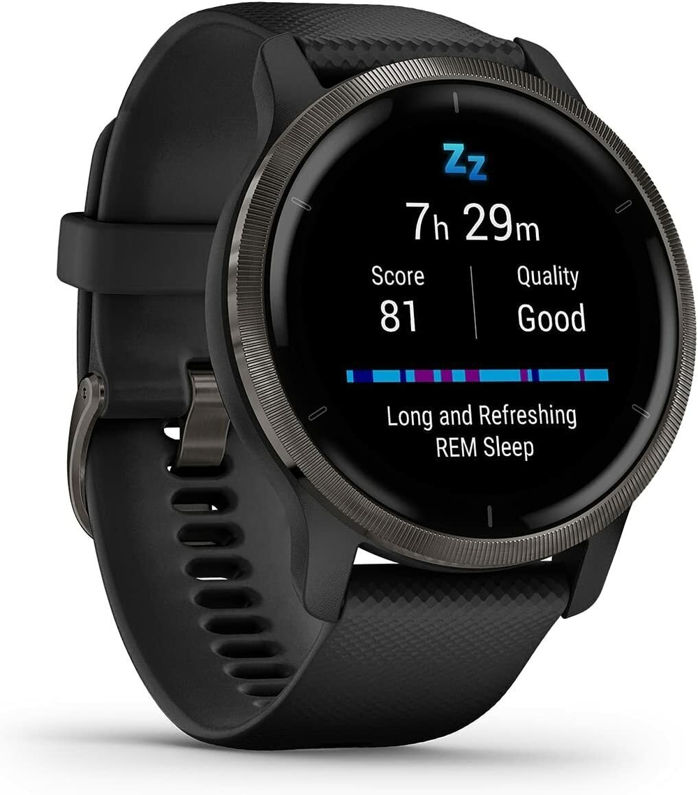 Умные часы Garmin Venu 2 черные/серый безель