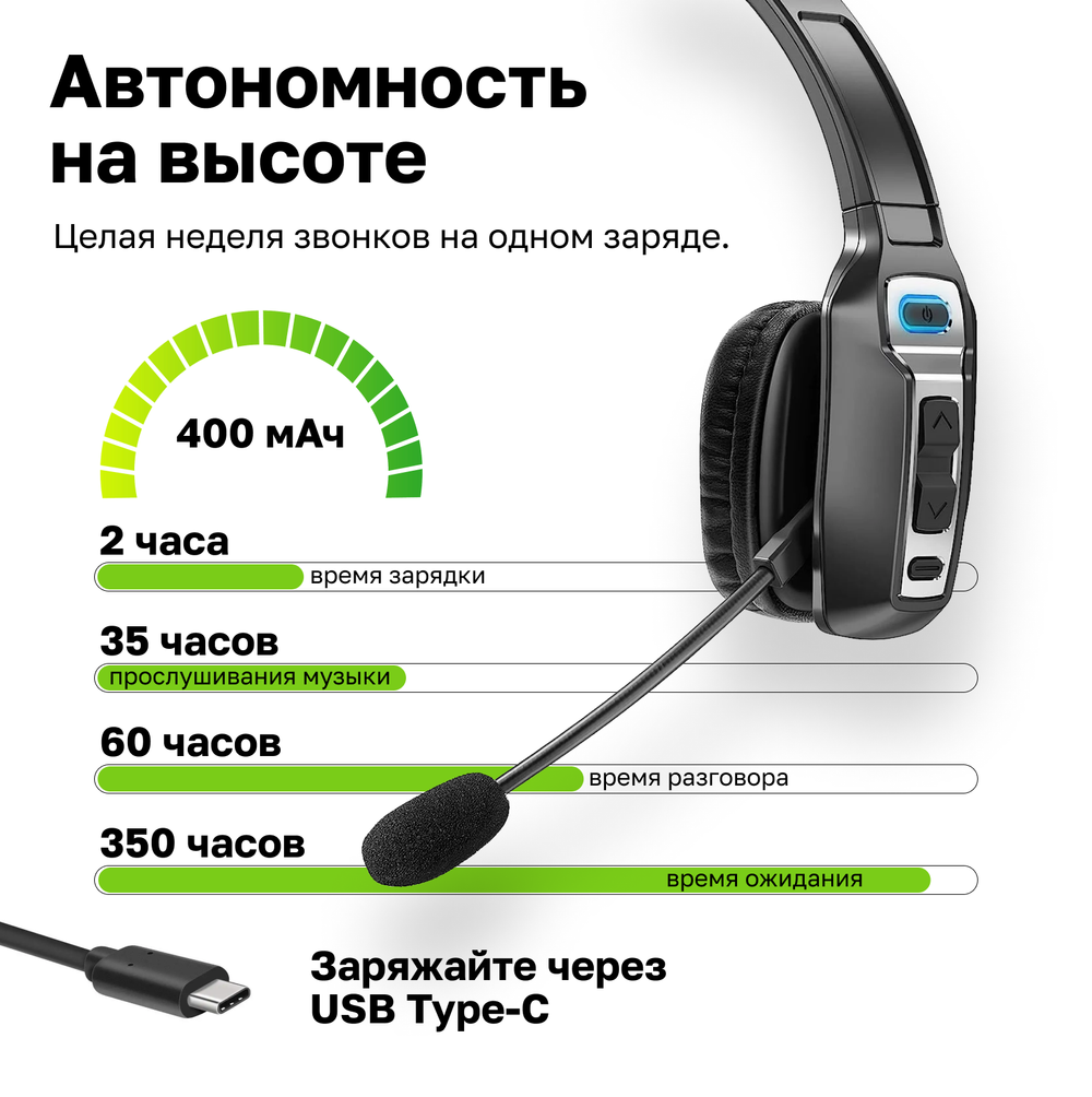Беспроводная Bluetooth гарнитура Kromix K228M с микрофоном и шумоподавлением