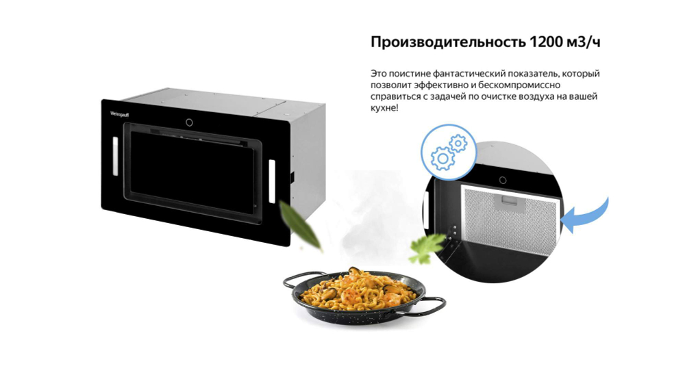 Вытяжка встраиваемая Weissgauff Aura 1200 Remote BL черный