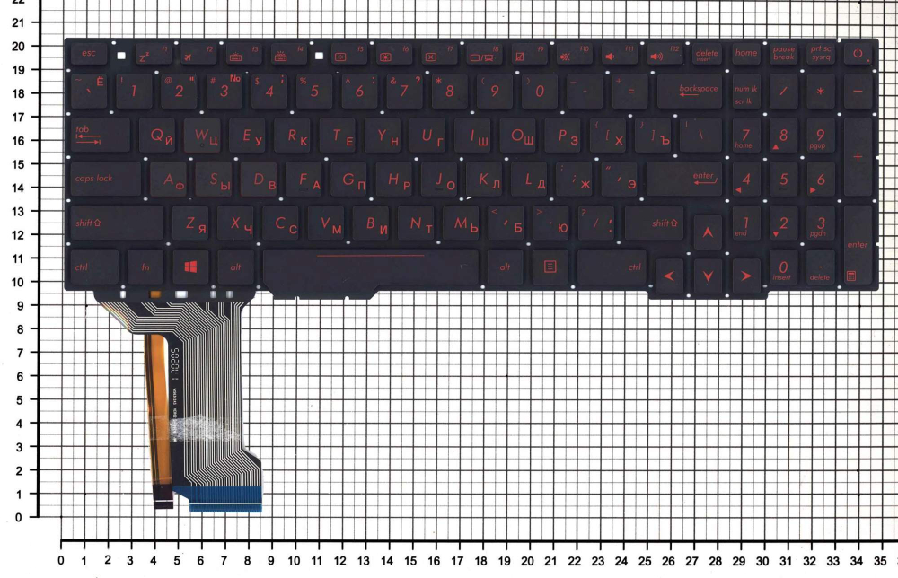 Клавиатура OEM для ноутбука Asus FX553VE, FX753VD, FX753VE (100163962V)