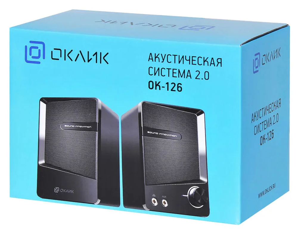 Колонки Oklick OK-126 2.0, 6Вт, черный