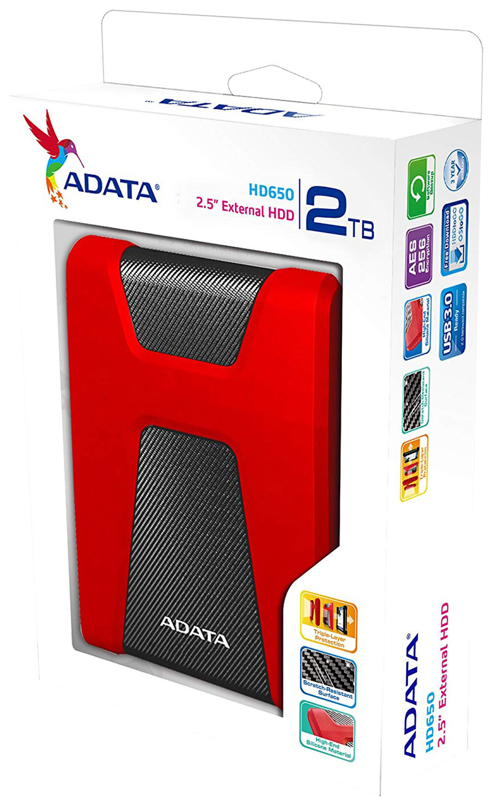 Внешний жесткий диск ADATA DashDrive Durable HD650 2ТБ (AHD650-2TU31-CRD)