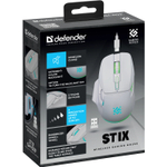 Мышь Defender Stix GM-009 игровая, беспроводная,7 кнопок, 3200 dpi, 500 мАч, белая