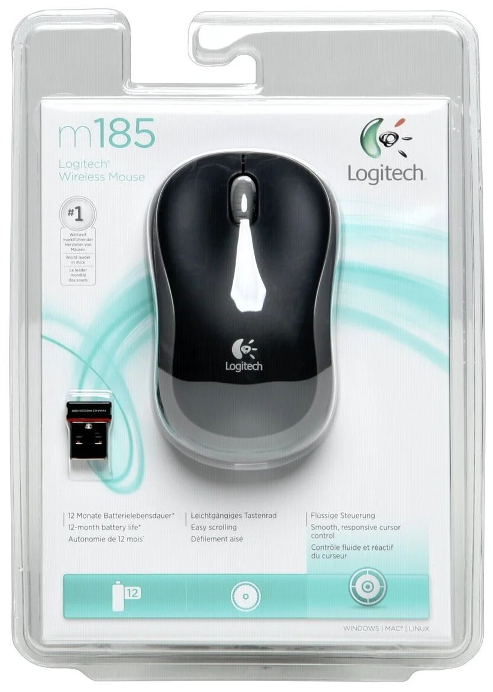 Беспроводная мышь Logitech M185 Gray/Black (910-002238)