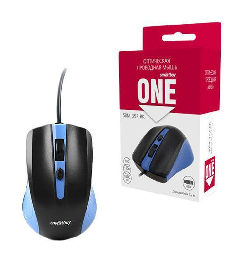 Мышь SmartBuy ONE 352 Blue/Black (SBM-352-BK)