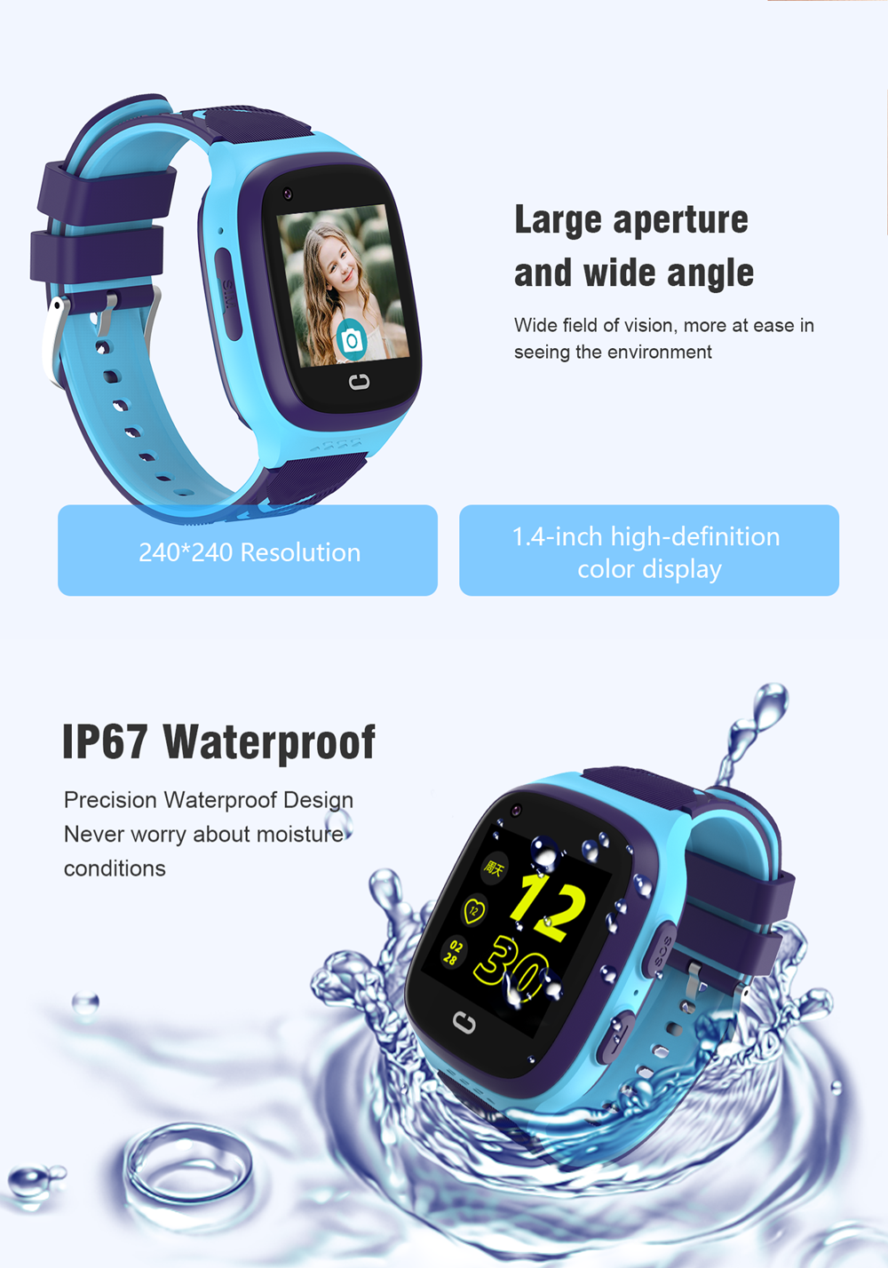 Детские умные смарт-часы Smart Baby Watch LT31E (Голубой)