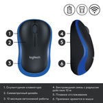 Беспроводная мышь Logitech M185 Gray/Blue (910-002239)