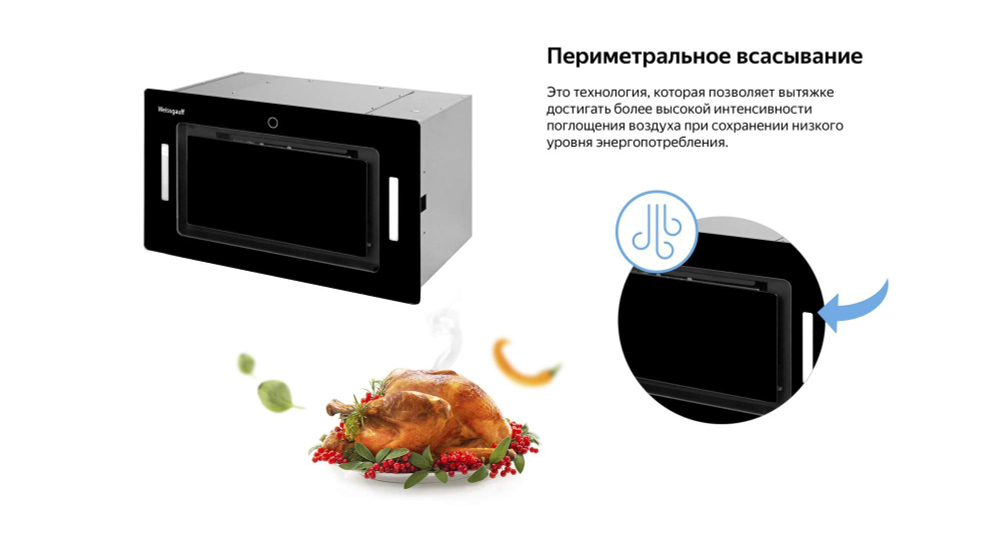 Вытяжка встраиваемая Weissgauff Aura 1200 Remote BL черный