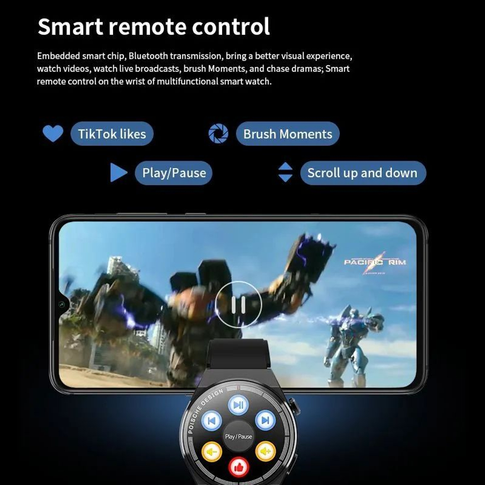 Умные часы ForAll 3 max круглые, черный