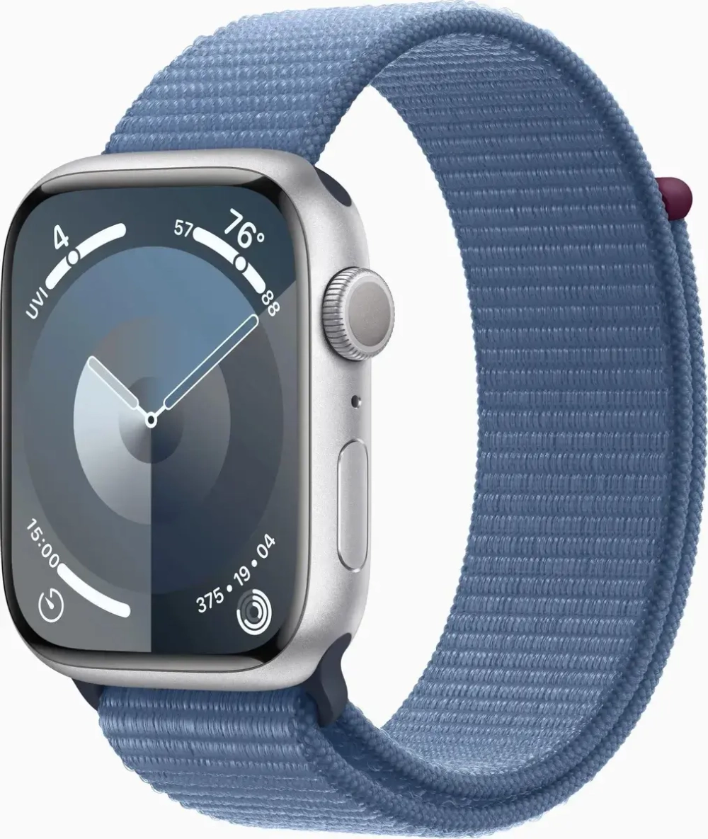 Смарт-часы Apple Watch Series 9 45мм серебристый / синий Sport Loop 145-220мм