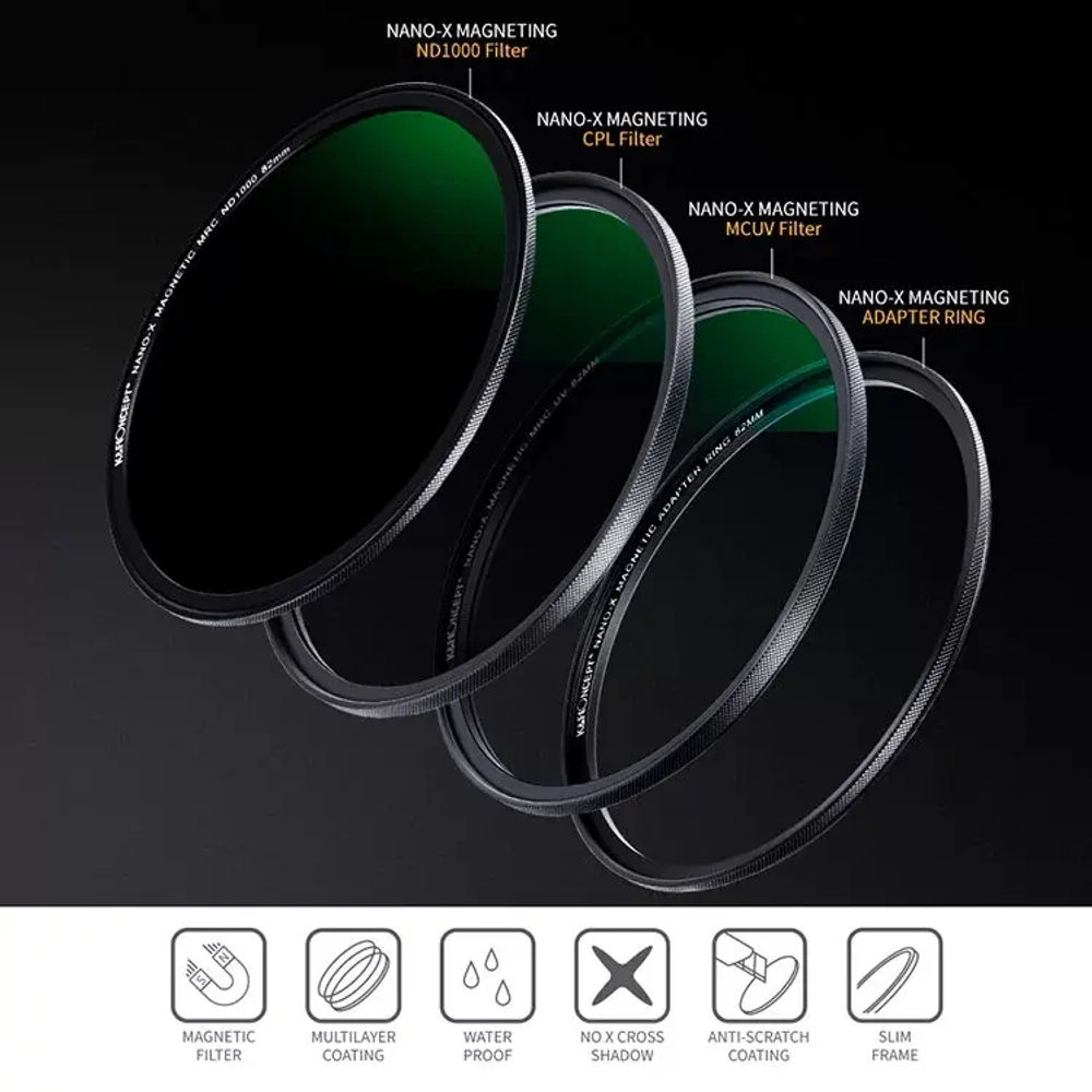 Комплект светофильтров K&F Concept 3 in 1 magnetic (MCUV+CPL+ND1000) 52мм SKU.1620