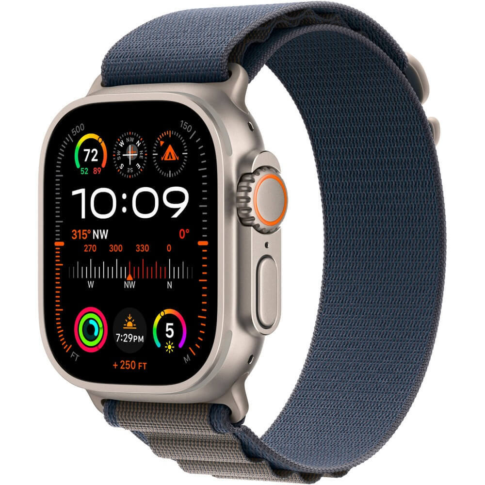 Смарт-часы Apple Watch Ultra 2 49 мм Titanium, M текстильный ремешок синий Alpine