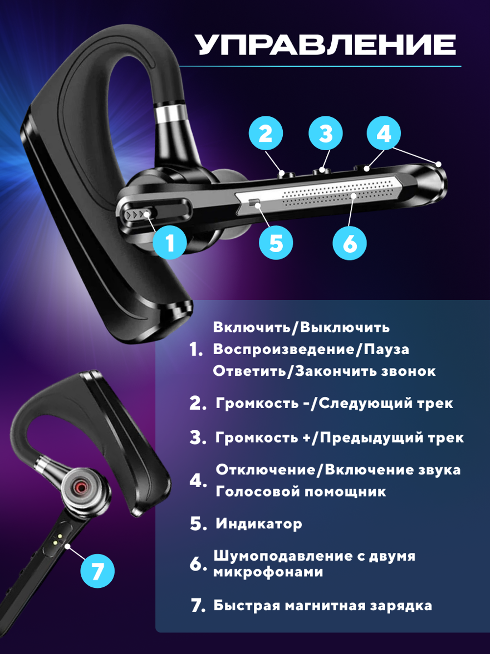 Беспроводная гарнитура Bluetooth TAYMLUX HSP-B3 черный