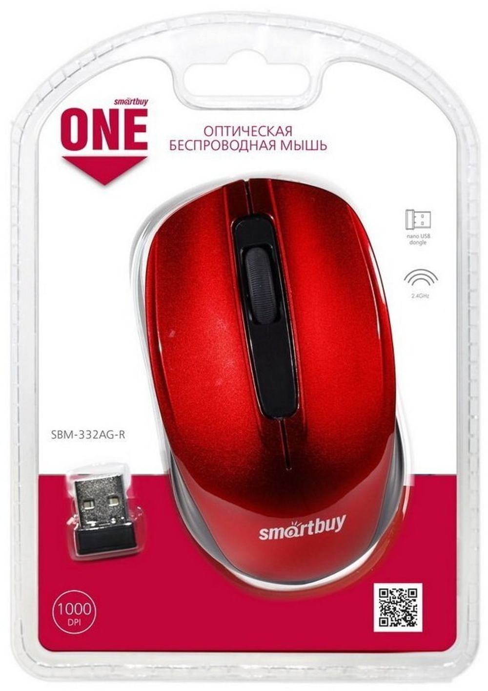 Беспроводная мышь SmartBuy ONE 332AG Red (SBM-332AG-R)