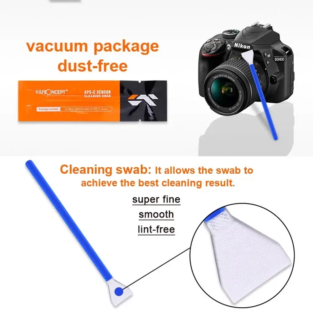 Набор для ухода за матрицей K&F Concept 16mm APS-C Sensor Cleaning Swab Kit