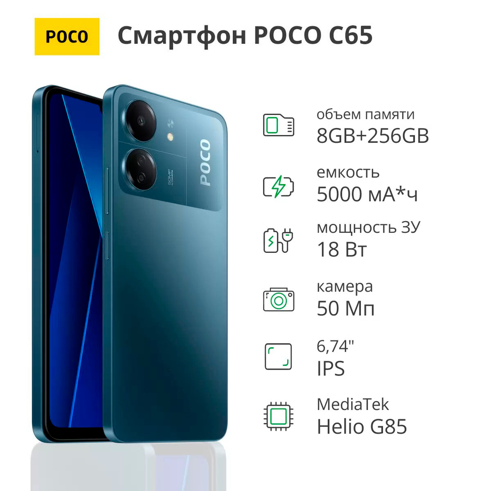 Смартфон POCO C65 8/256Gb Blue