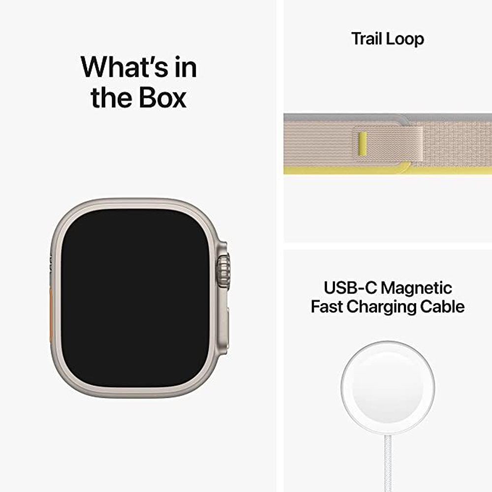 Apple Watch Ultra GPS + Cellular 49mm Titanium Case with Yellow/Beige Trail Loop - M/L