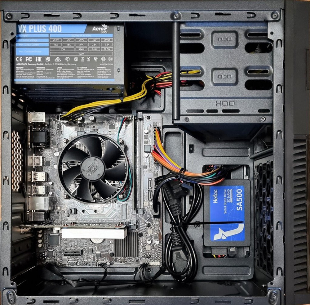 Системный блок SH i5-10400F/H510/DDR4 8Gb/SSD 500Gb/GT 1030 2Gb/ AС CS-105 Blue-Black