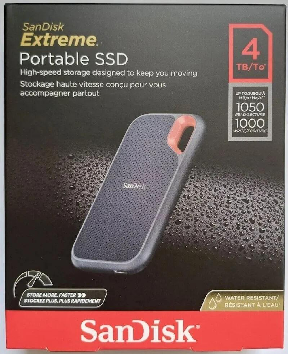 Внешний SSD диск Sandisk Extreme Portable V2 4 ТБ 1050 МБ/сек (SDSSDE61-4T00-G25)